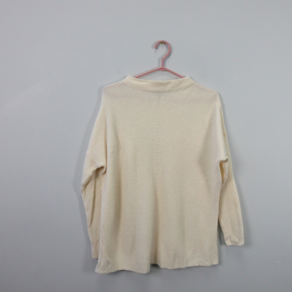 Pure Collection Cream 100% Cashmere Mock Neck Sweater Women's US 12 UK 16 Luxury